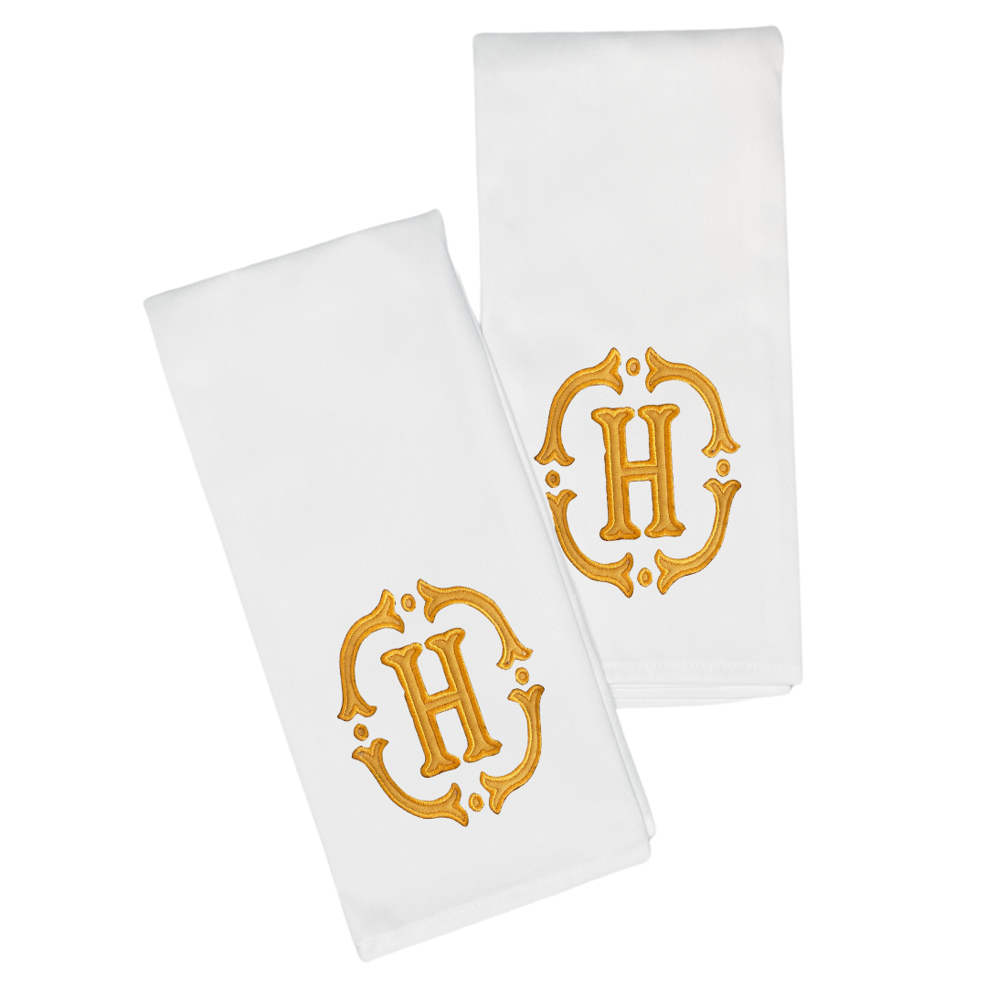 Set of 2 Custom Embroidered Tea Towels