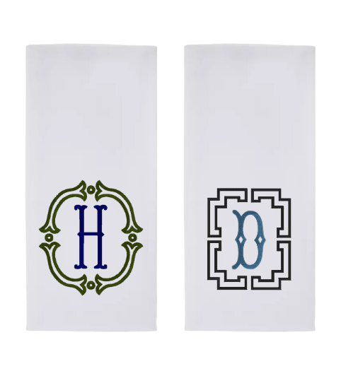 Set of 2 Custom Embroidered Tea Towels