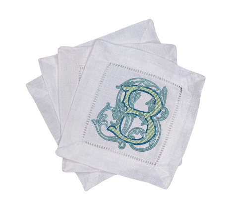 Custom Embroidered Set of 4 Cocktail Napkins