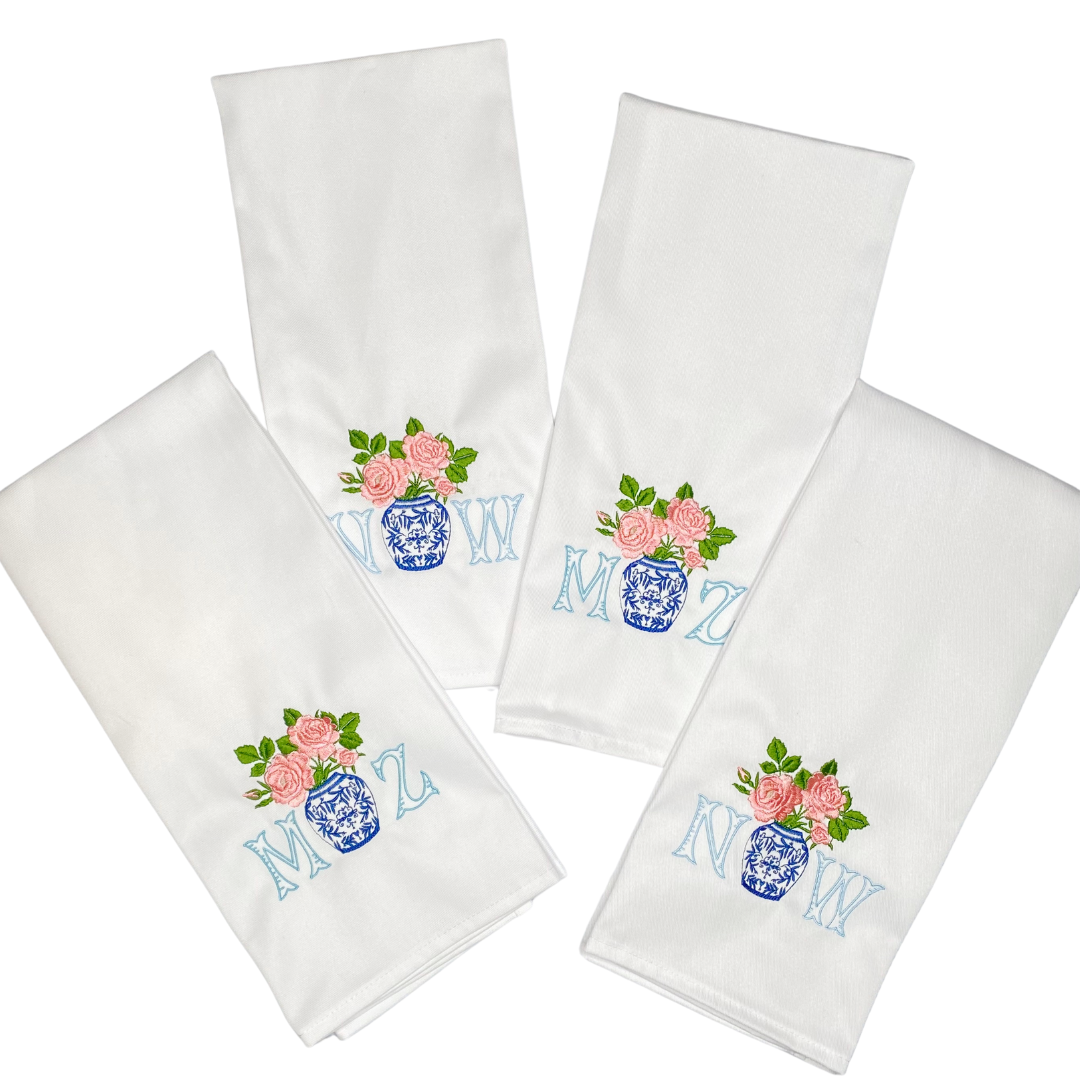 Set of 2 Custom Embroidered Tea Towels